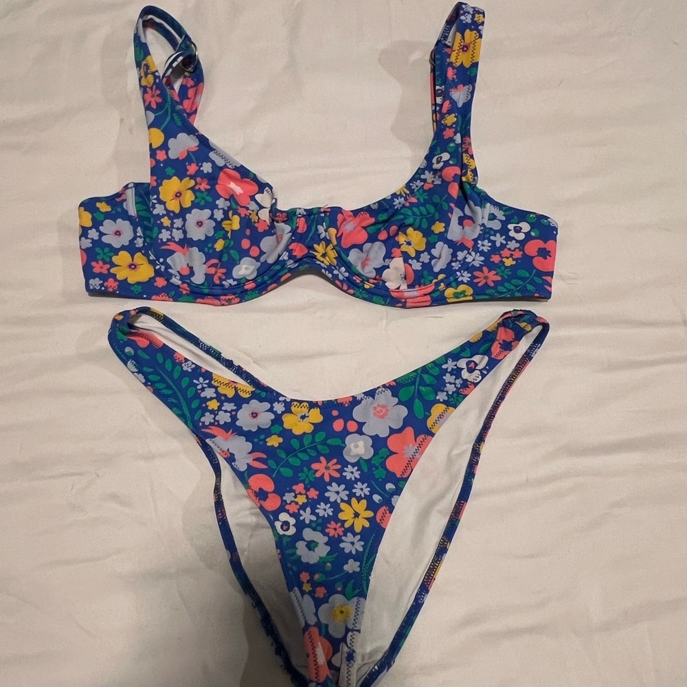 Floral Blue Bikini Set